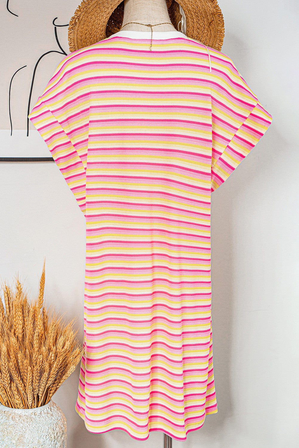 Ladies Stripe Crew Neck T Shirt Dress FSWRK6120996-P719