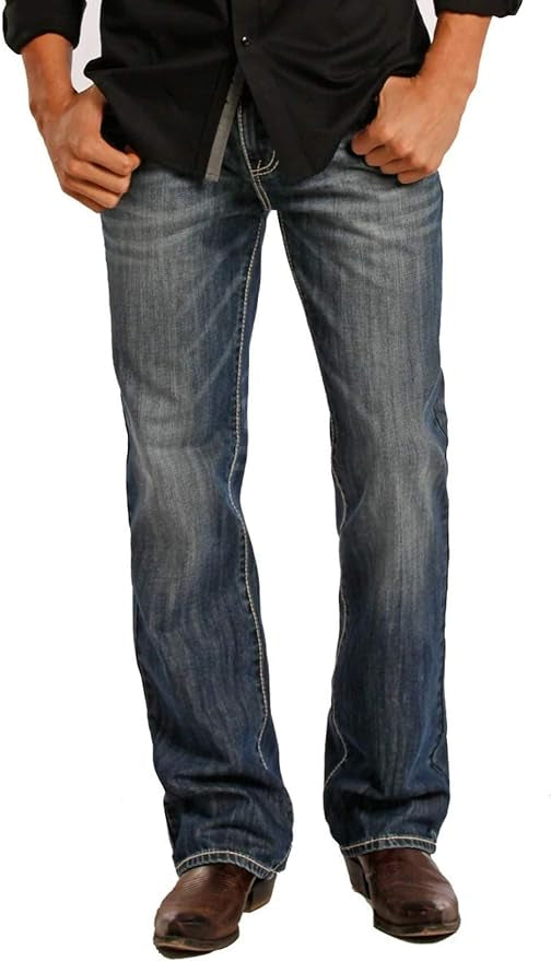 Rock & Roll Denim Relaxed Fit Straight Bootcut Jeans M0S8553