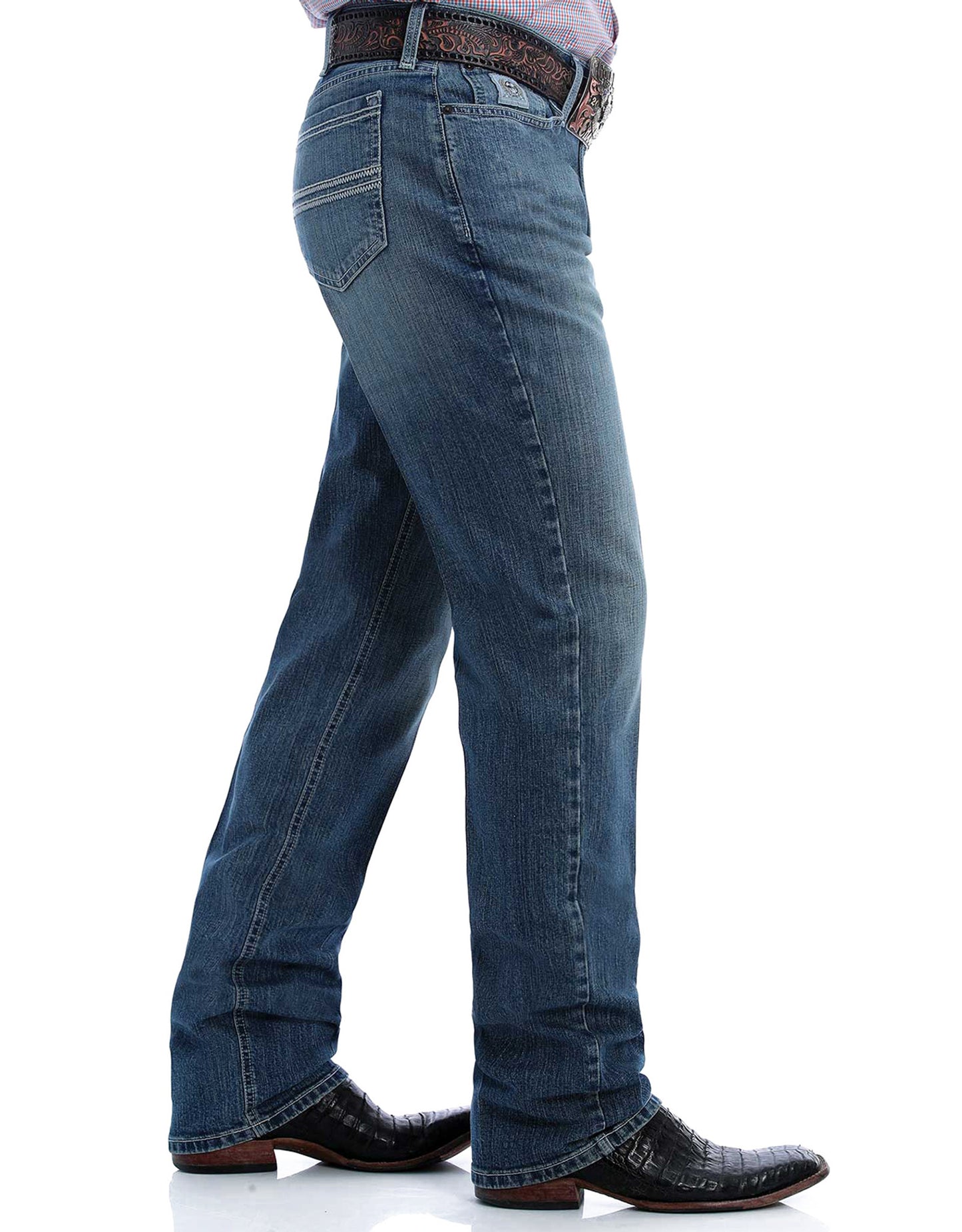 Cinch Men's Silver Label Stretch Mid Rise Slim Fit Straight Leg Jeans - Medium Stonewash MB98034015