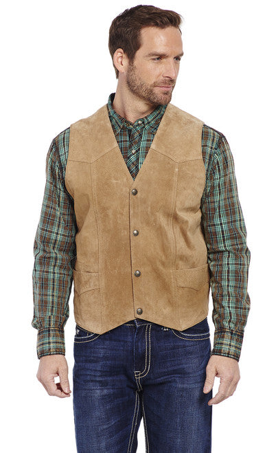 CRIPPLE CREEK MEN'S SUEDE LEATHER VEST TAN ML3381