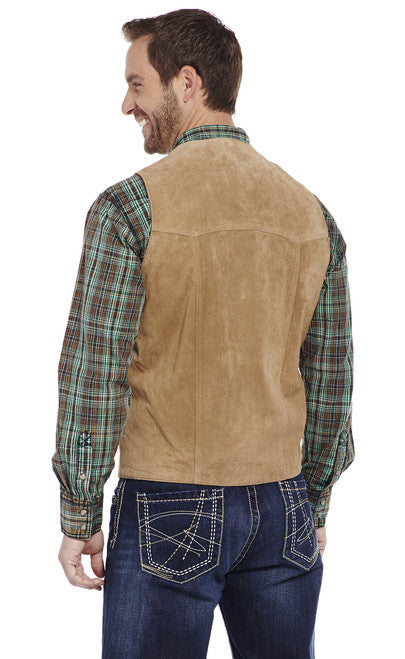 CRIPPLE CREEK MEN'S SUEDE LEATHER VEST TAN ML3381