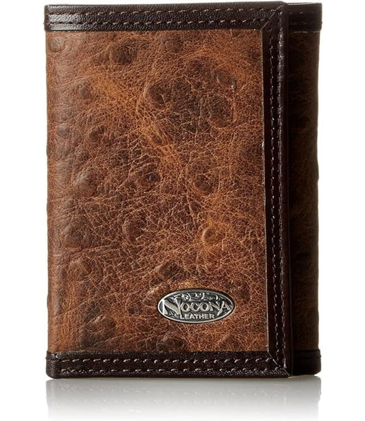 Nocona Western Wallet Men Trifold Brown Ostrich