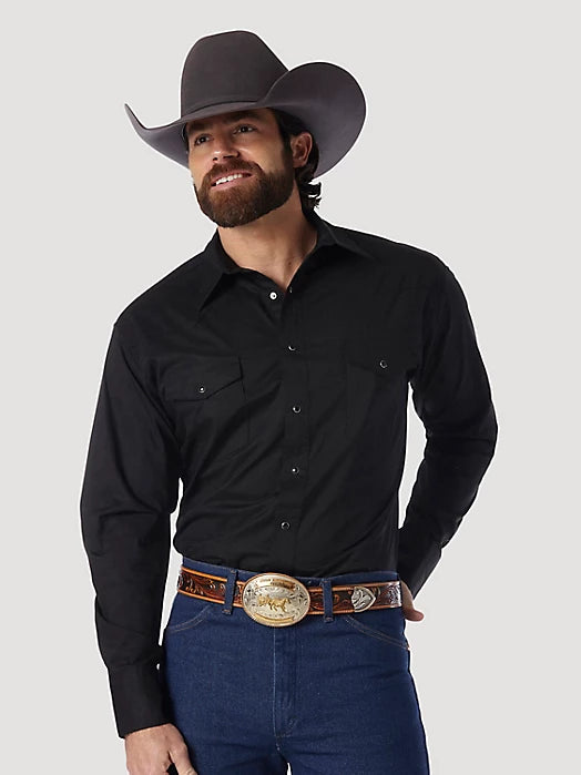 Wrangler COWBOY CUT® LONG SLEEVE WESTERN SOLID BLACK 1071105BK