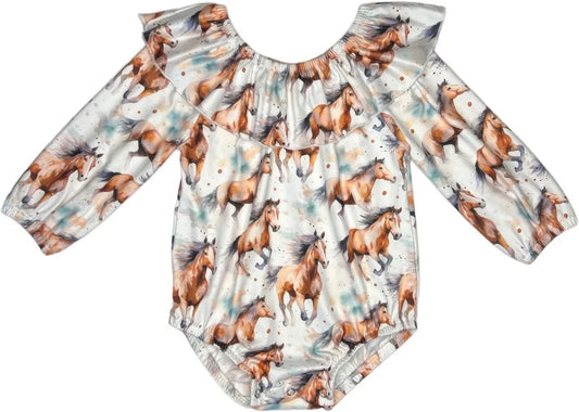 Shea Baby Running Horse Girls Onesie OSB01