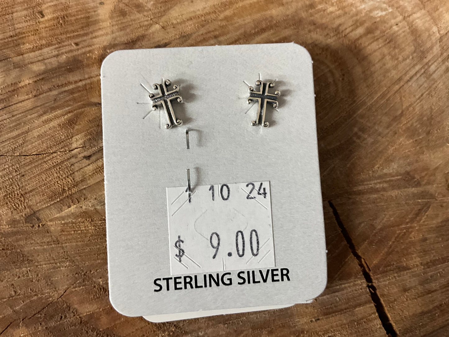 Earring Silver Cross Studs 11024