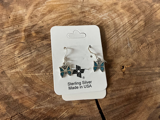 Earring Turquoise Silver Butterfly RE182