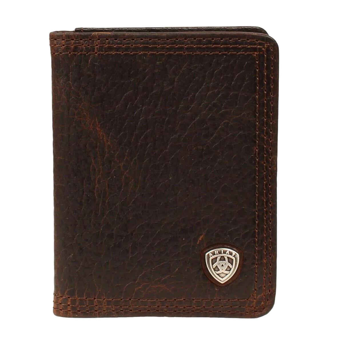 Ariat Rowdy Brown Bi-fold Wallet w/ Flip & Small Shield Logo A35120282