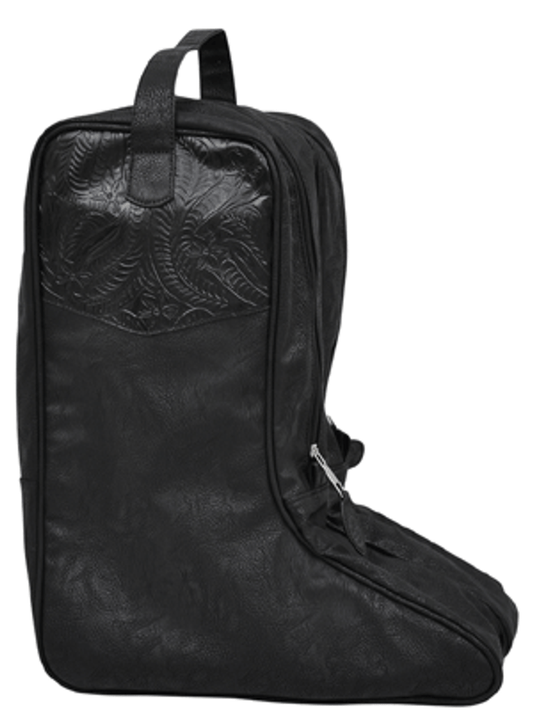 3D Boot Bag Black Leather Floral Tooled DBB10