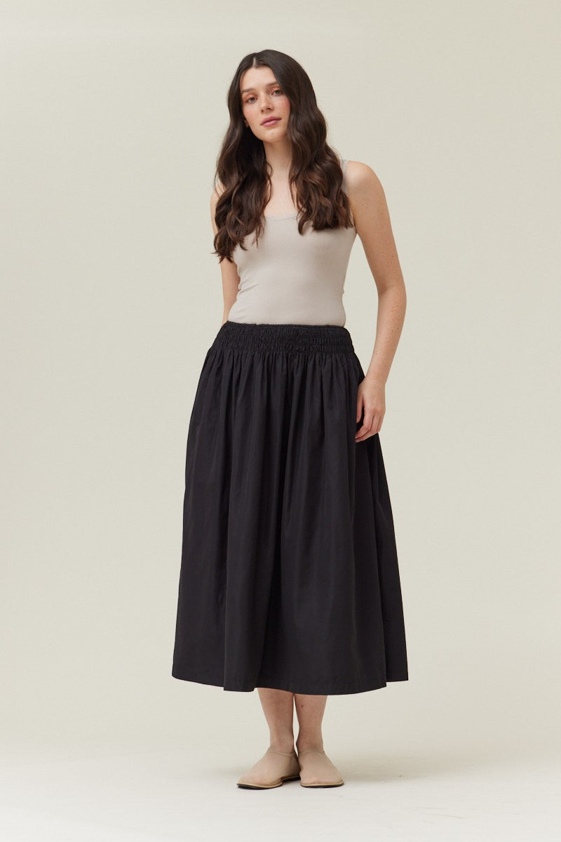 SMOCKED WAIST MIDI SKIRT 50622