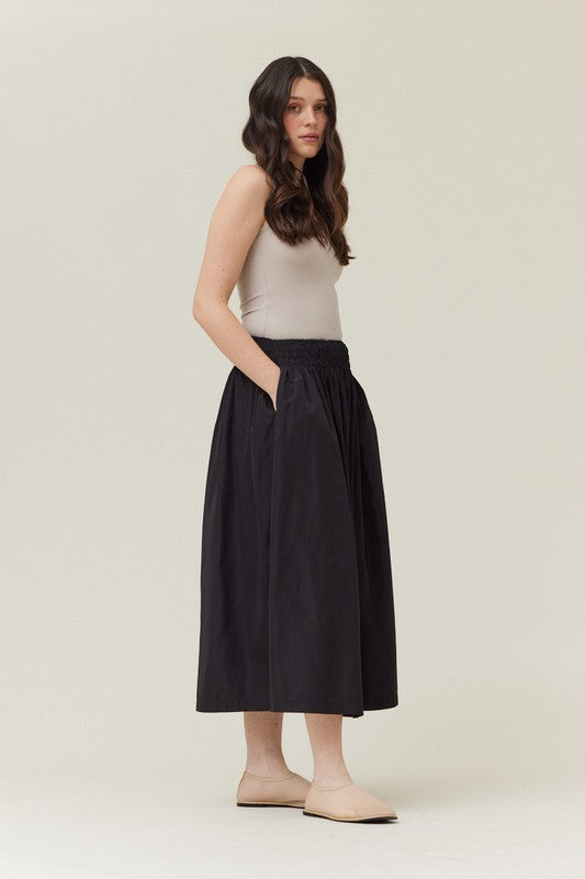 SMOCKED WAIST MIDI SKIRT 50622