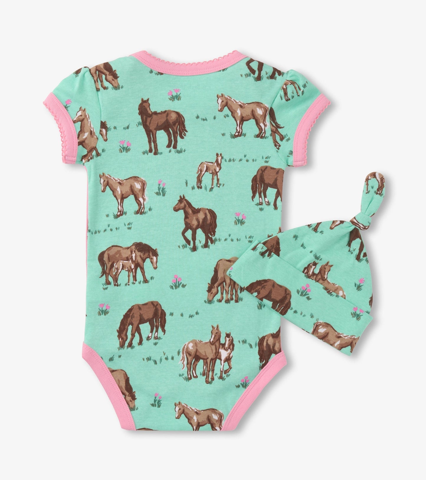 Little Blue House Girls Horse Onesie with cap
