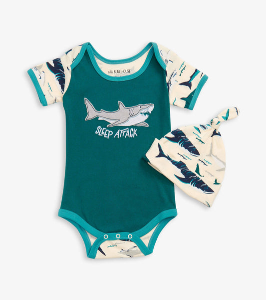 Little Blue House Boy’s Shark Onesie with Cap DR4SHAR001