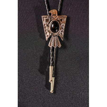 Bolo Tie Thunder Bird  Black Stone 1137B