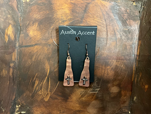 Earring Copper Cutout Cross ER-C39C
