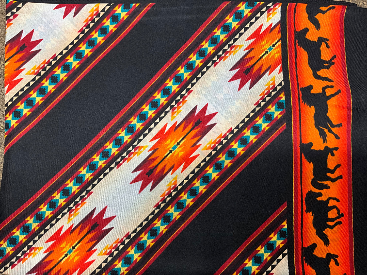 Wild Rag - Black Orange Aztec Running Horse 1313AQ