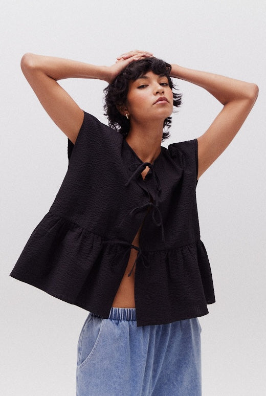 Overfit tied Blouse 41913