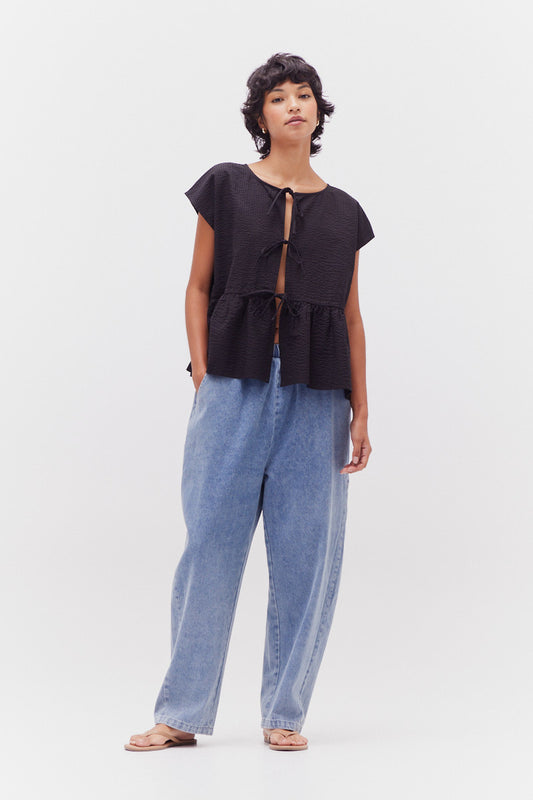 Overfit tied Blouse 41913