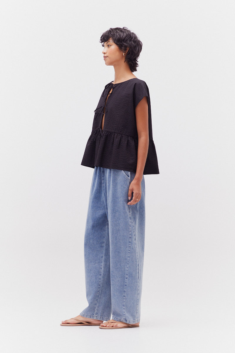 Overfit tied Blouse 41913