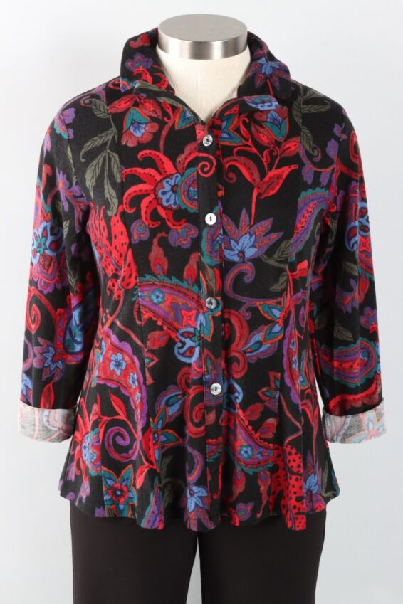 Wire Collar Jacket Black & Red Floral TT12016