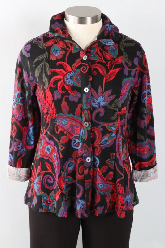 Wire Collar Jacket Black & Red Floral TT12016