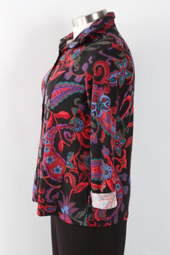 Wire Collar Jacket Black & Red Floral TT12016