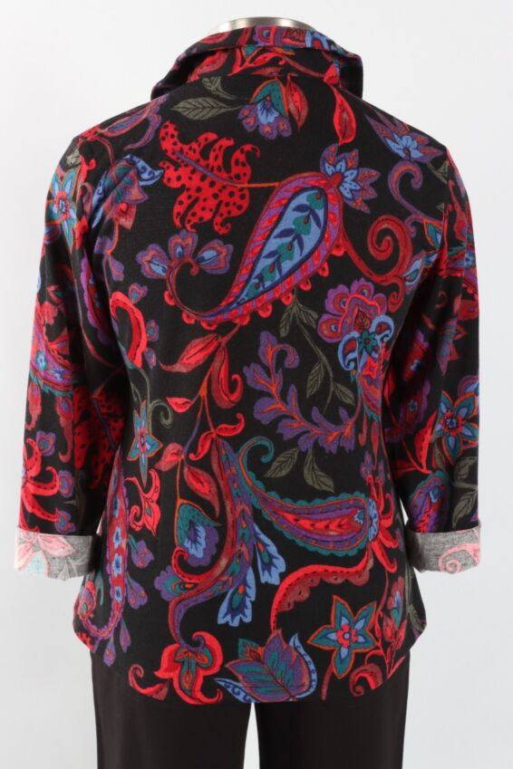 Wire Collar Jacket Black & Red Floral TT12016