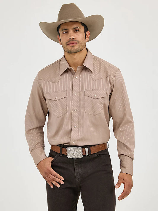 Wrangler Men’s Long Sleeve Dobby Strip Shirt 1075742TN