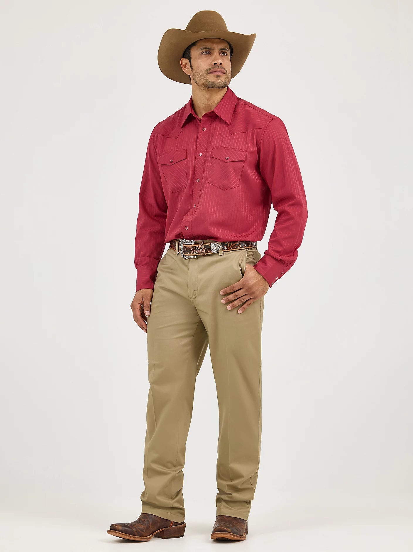 Wrangler Men’s Long Sleeve Dobby Strip Shirt 1075740WN