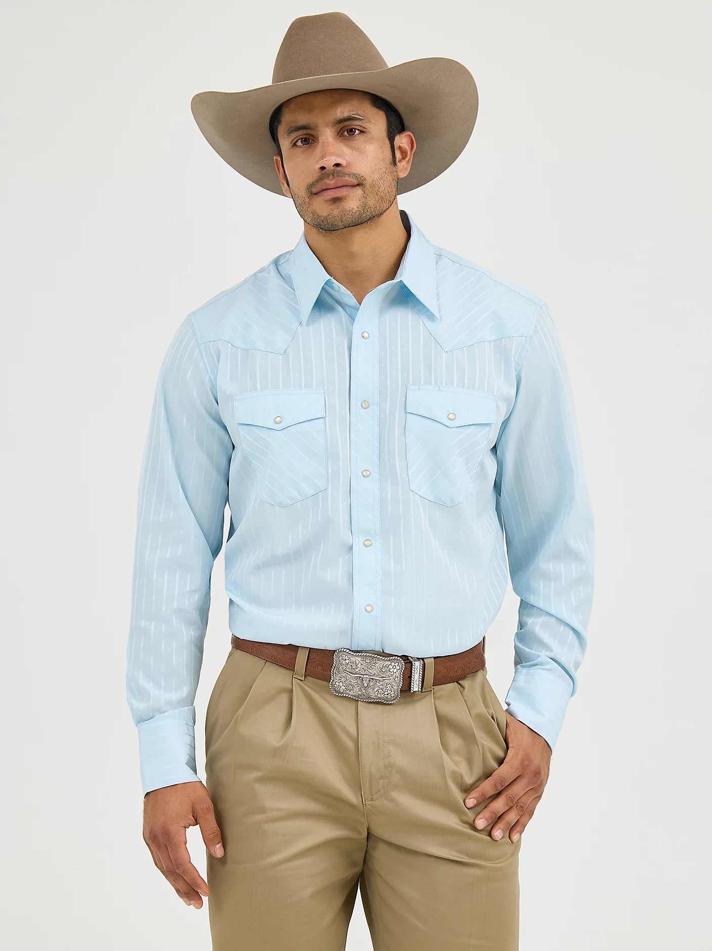 Wrangler Men’s Long Sleeve Dobby Strip Shirt 1075222BL