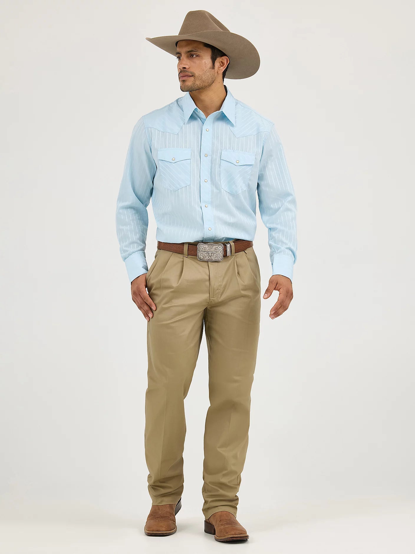 Wrangler Men’s Long Sleeve Dobby Strip Shirt 1075222BL
