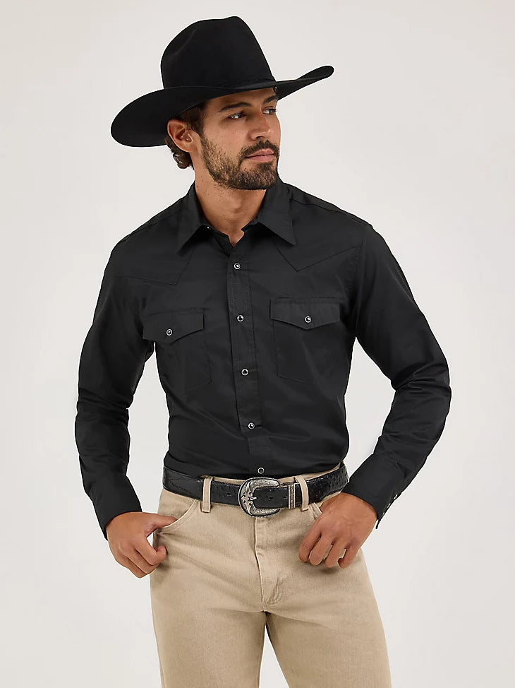 Wrangler COWBOY CUT® LONG SLEEVE WESTERN SOLID BLACK 1071105BK