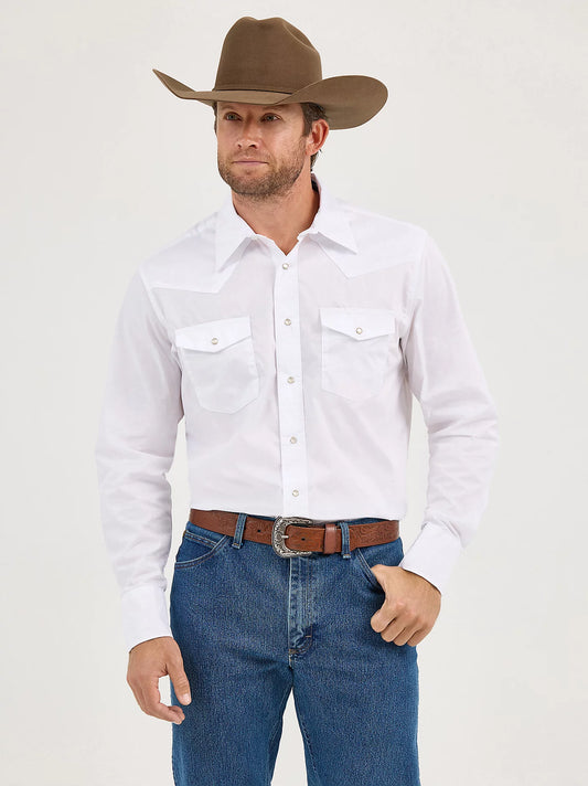 Wrangler COWBOY CUT® LONG SLEEVE WESTERN SOLID WHITE 1071105WH