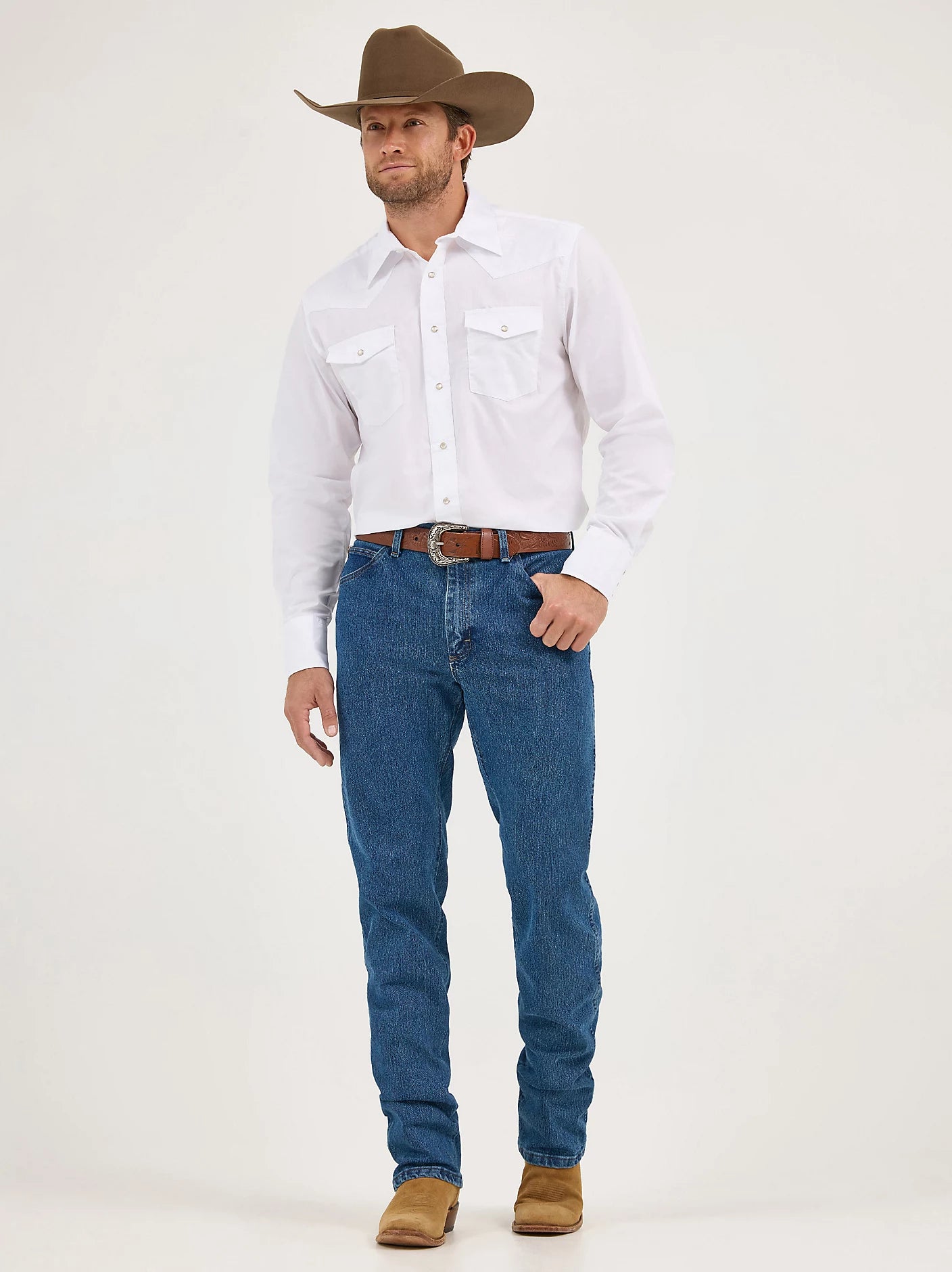 Wrangler COWBOY CUT® LONG SLEEVE WESTERN SOLID WHITE 1071105WH