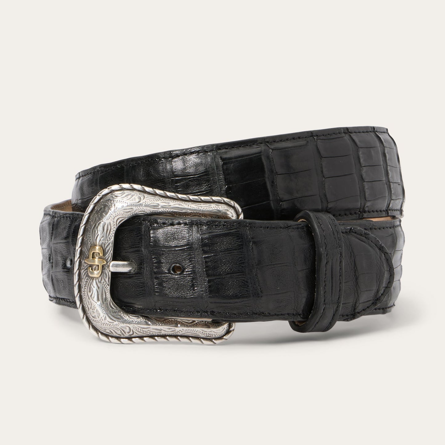 Stetson Men’s Black Genuine Caiman Belt 71992