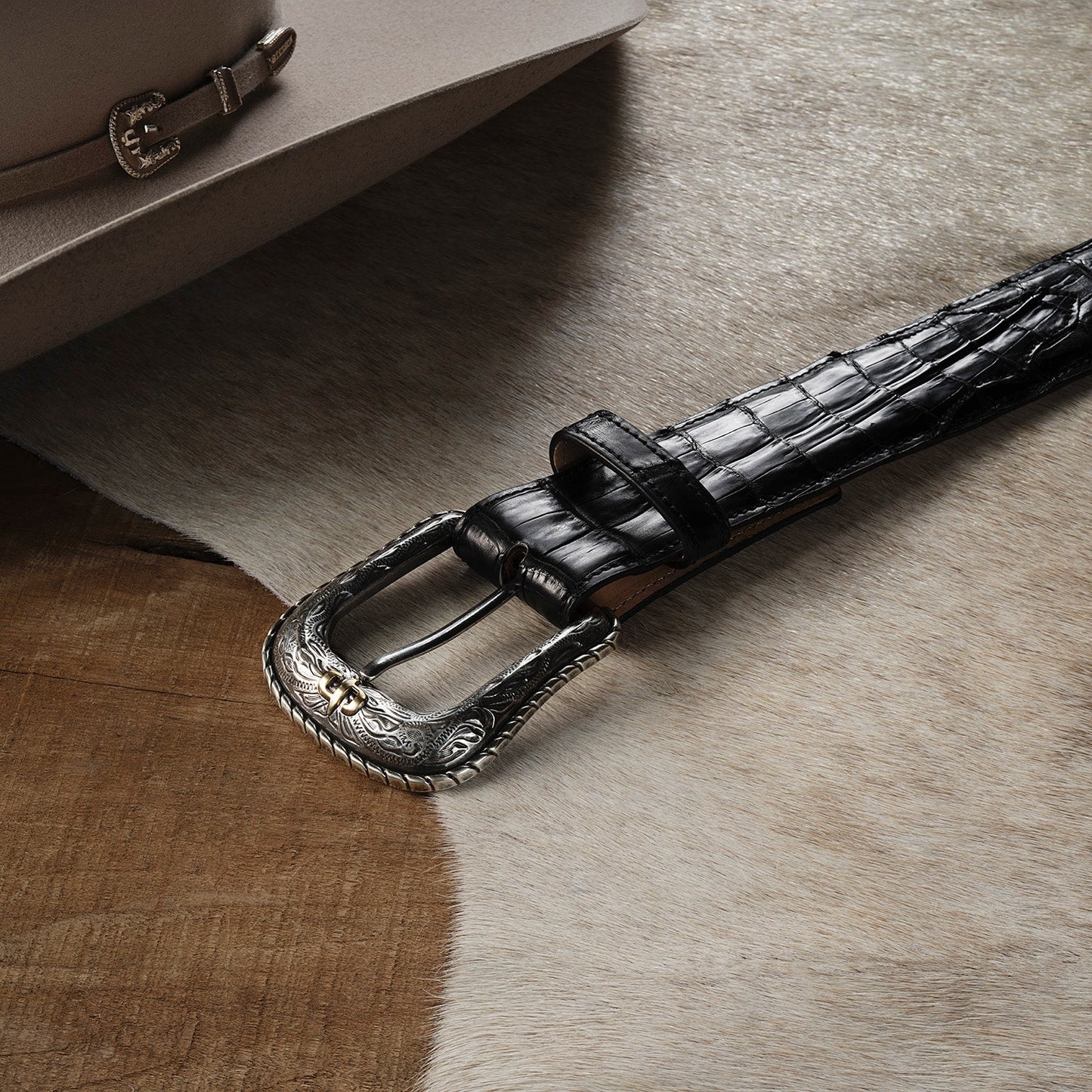 Stetson Men’s Black Genuine Caiman Belt 71992