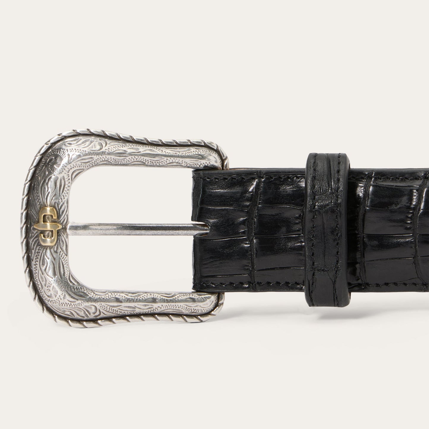 Stetson Men’s Black Genuine Caiman Belt 71992