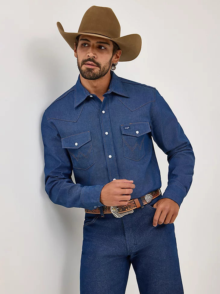 Wrangler COWBOY CUT® LONG SLEEVE WESTERN DENIM SNAP WORK SHIRT  70127BT