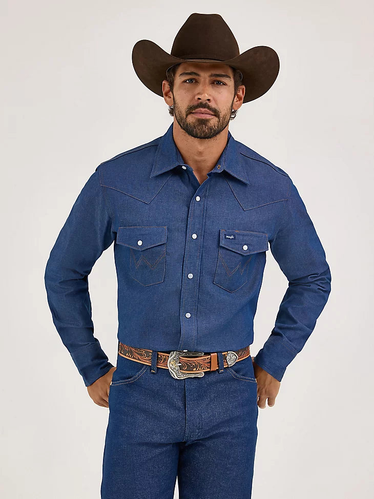 Wrangler COWBOY CUT® LONG SLEEVE WESTERN DENIM SNAP WORK SHIRT  70127BT