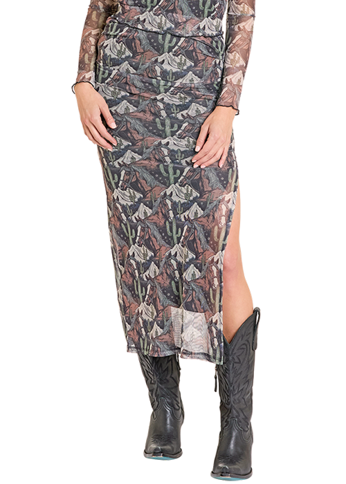 Rock & Roll Meshi Print Midi Skirt BW69B07826