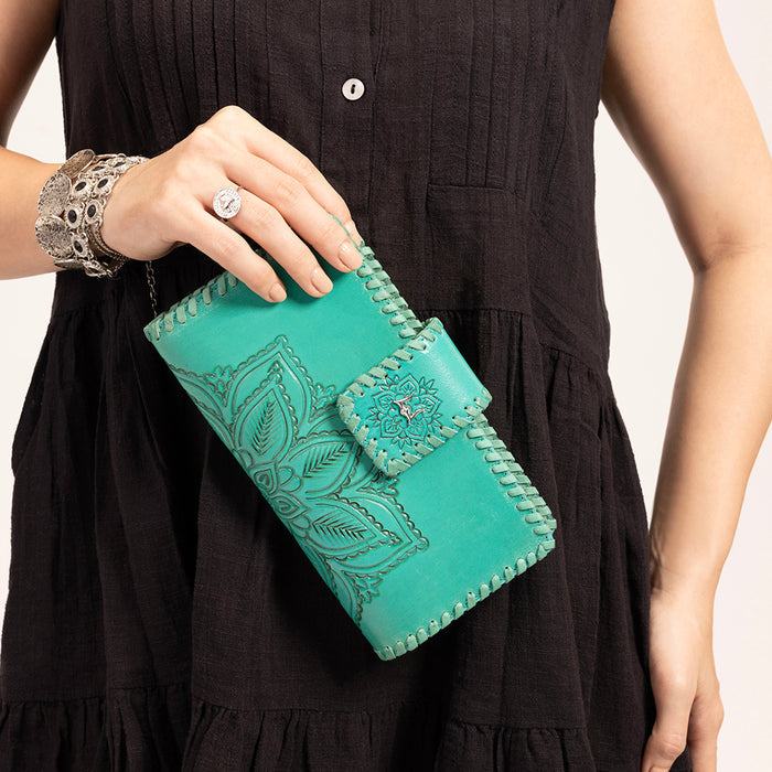 Loyal West Desert Lotus Turquoise Leather Wallet LW-S25-168-LW