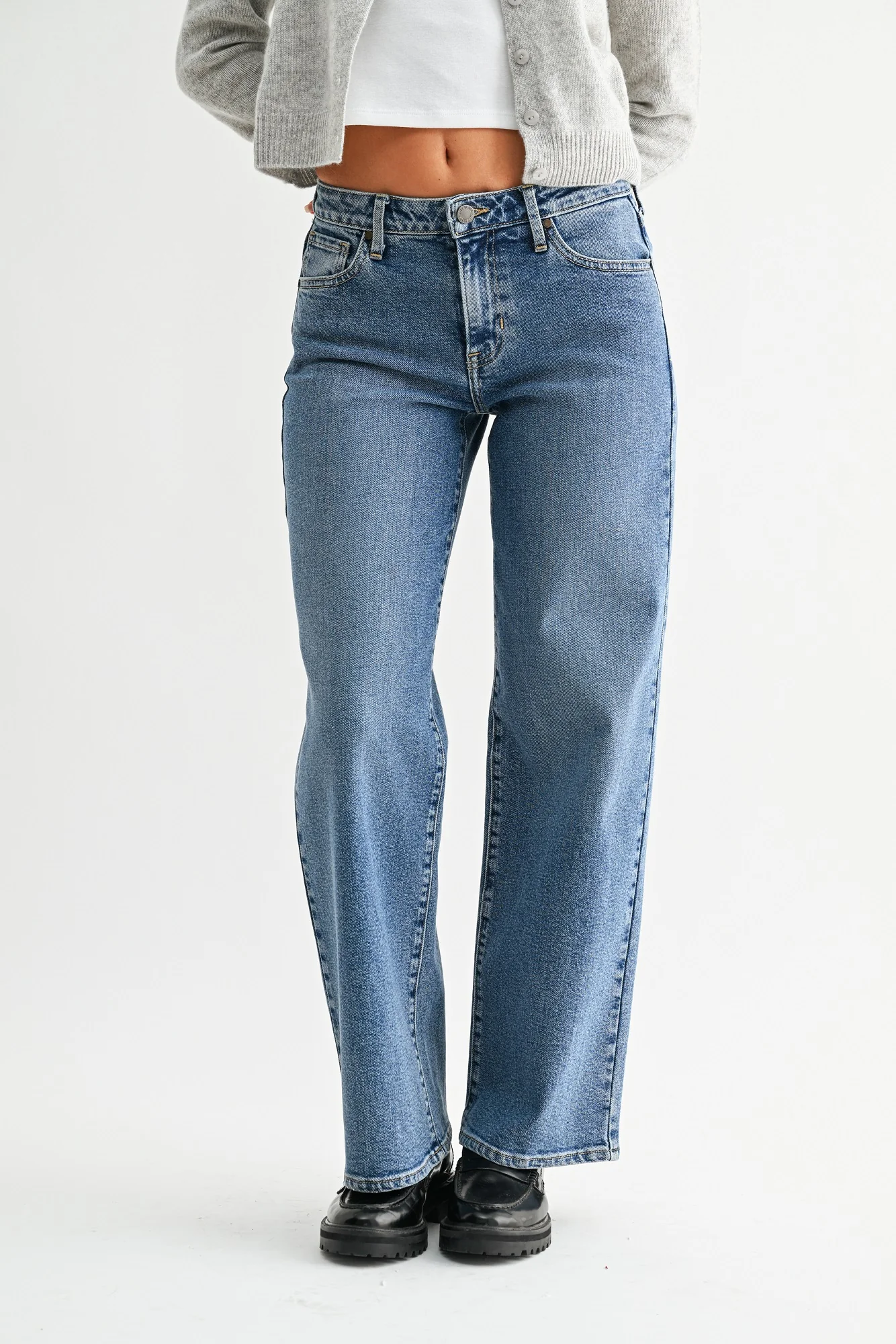 JBD Mid Rise Slim Wide Leg Ladies Jeans BP457