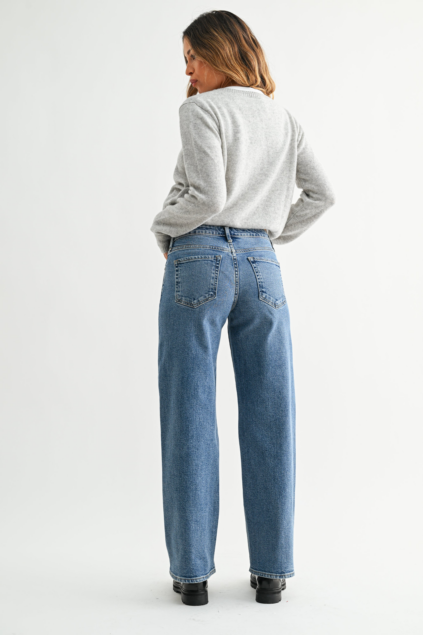 JBD Mid Rise Slim Wide Leg Ladies Jeans BP457