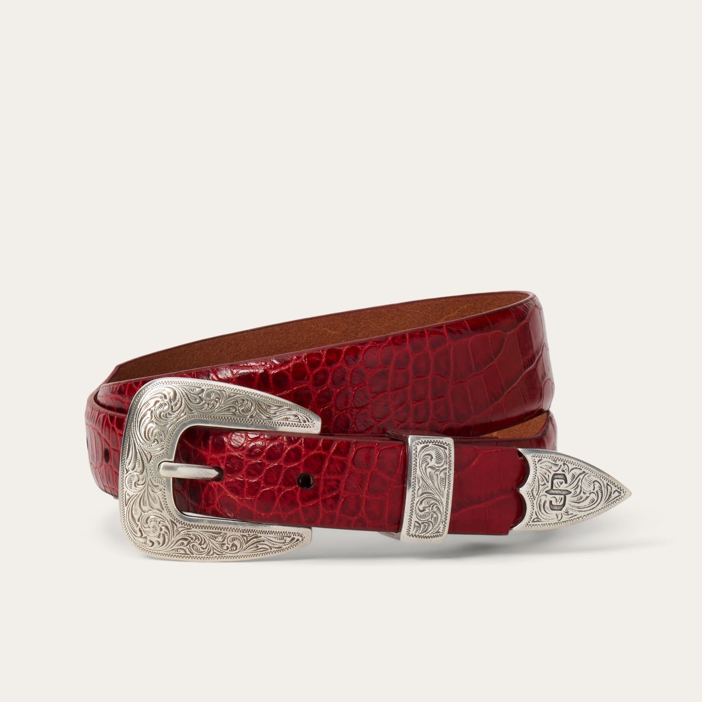 Stetson Ladies Red Croc Belt 71946