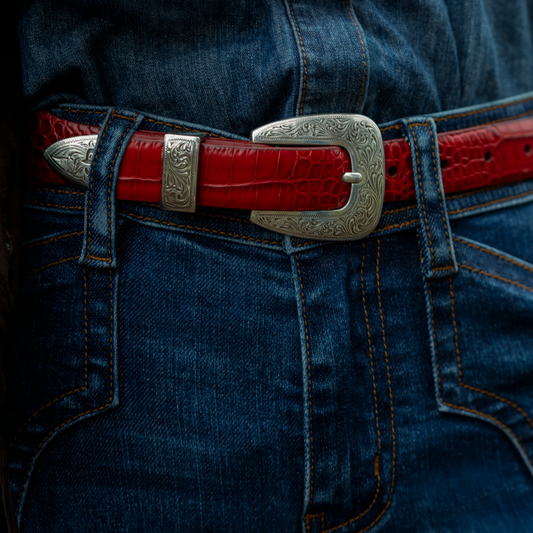 Stetson Ladies Red Croc Belt 71946