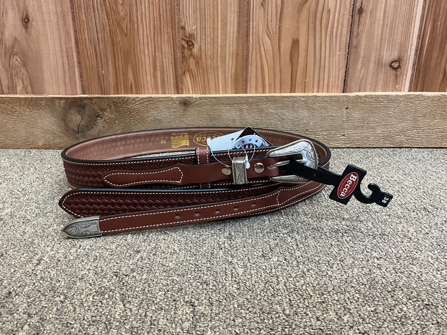 Becca 1 1/2'' Chestnut Basketweave Ranger Belt 81529