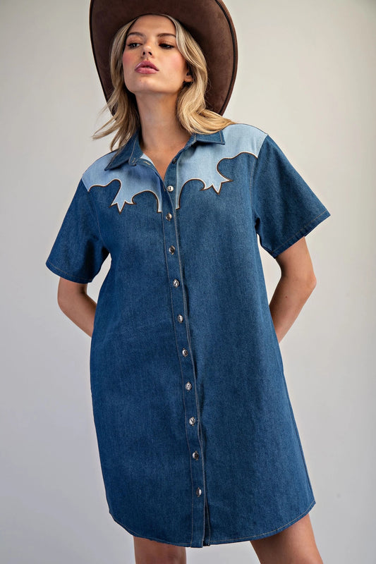 Dress Western Style Denim Button Down DK16205