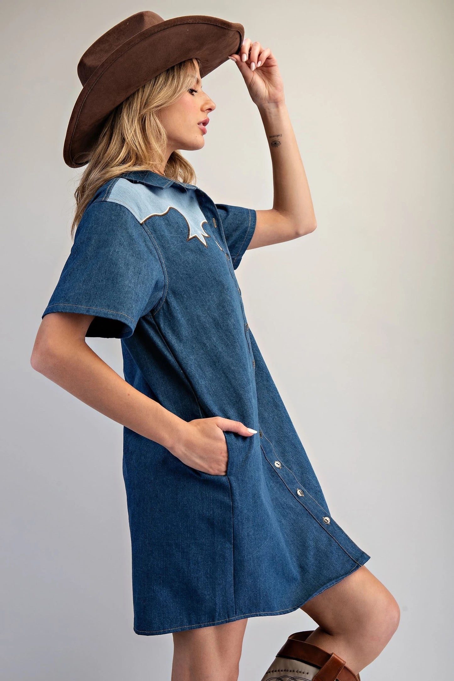 Dress Western Style Denim Button Down DK16205