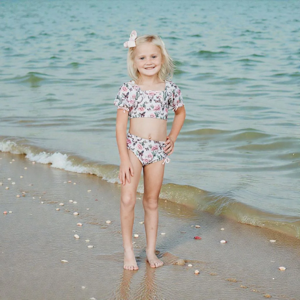 Shea Baby Cactus Floral Skull Girls Swimsuit BIKINI11