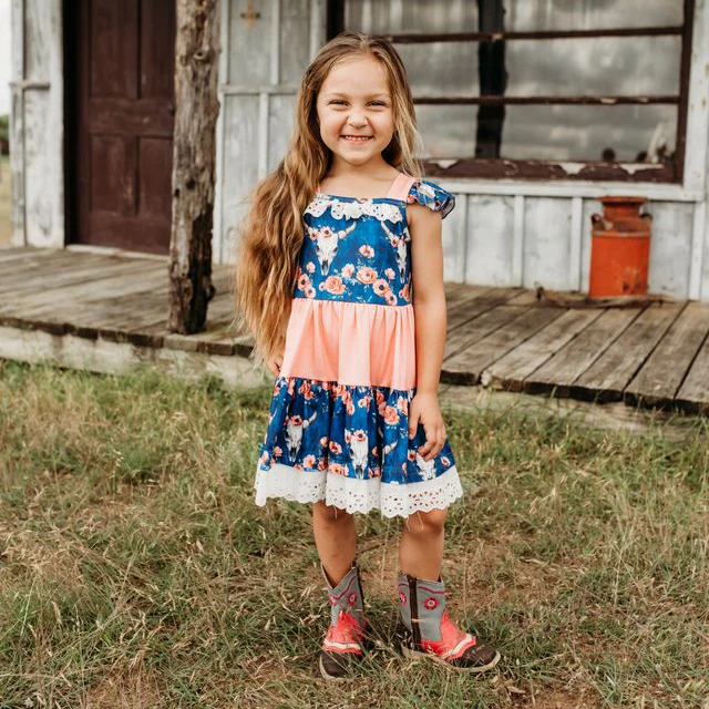 Shea Baby Midnight Floral Ruffle Dress SDR65