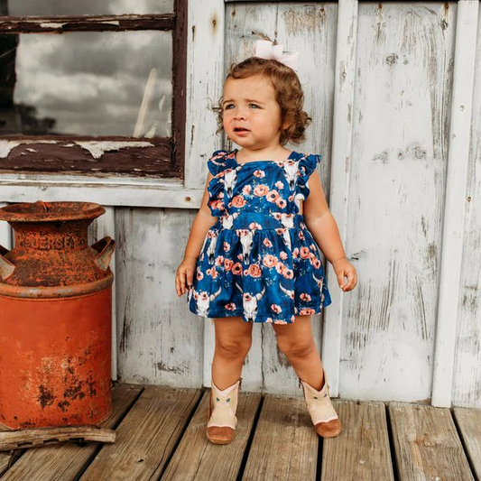 Shea Baby Midnight Floral Cross Romper ORP64